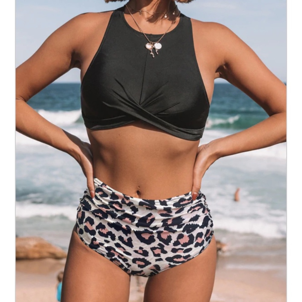 Beachsissi leopard high waisted bikini